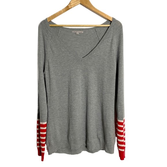 Gap striped heathered gray pullover sweater with sequins - size L - Picture 1 of 7